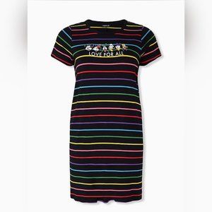 DISNEY MICKEY & FRIENDS RAINBOW STRIPE DRESS